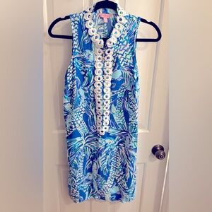 Lilly Pulitzer Jane canopy chaos print shift dress blue sleeveless SIZE 6